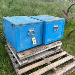 Pair Of Blue Wooden Storage Chests