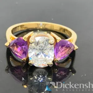 14KT Yellow Gold Cocktail Ring With Gemstones