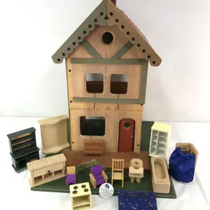 Hand-Crafted Doll House with Furniture Pieces