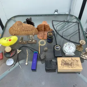 Lot: Clown Figurines, Westclox Clock, Makeup, Native Motifs