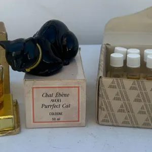 Cologne Bottles and Avon Purrfect Cat Chat Ébène