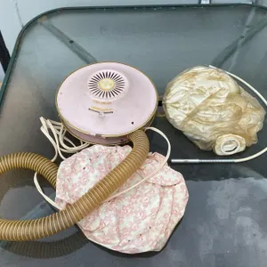 Vintage Portable Pink Bonnet Hair Dryer With Attachments