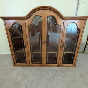 Wood And Glass Curio Display Cabinet With Four Doors