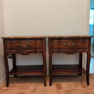 Malcom Cherry Nightstands w/ Brass Handles & Lower Shelf