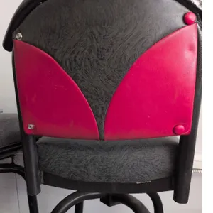 Seven Swivel Bar Stools with Red and Black Upholstery