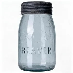 ANTIQUE AQUA-TINGE GLASS BEAVER FRUIT JAR