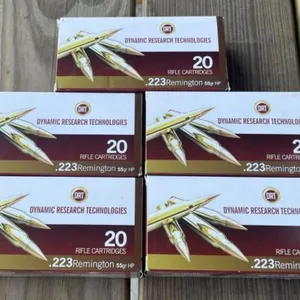 100 rnds DRT .223 Rem HP Ammo
