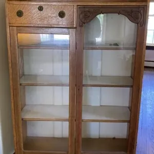 Oak Glass Door Bookcase China Cabinet
