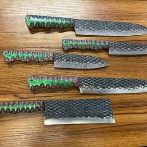 Set of 5 Hand Forged Kitchen Knives