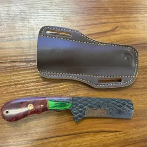 Hand Forged Mini Cleaver Knife & Sheath 7.5"