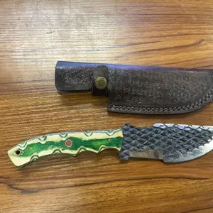 Hand Forged Skinner Knife & Leather Sheath 8"