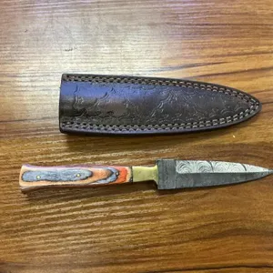 Hand Forged Damascus Paring Knife w/ Sheath 7"
