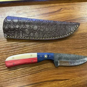 Hand Forged Hunting Knife w/ Texas Flag Handle She