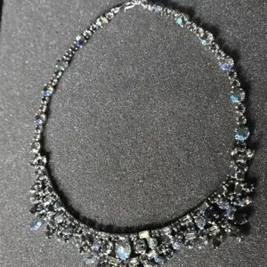Signed Sherman Blue AB Crystal Necklace