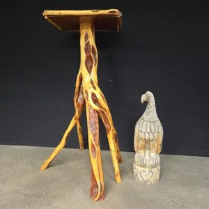 Diamond Willow table with carved wood eagle
