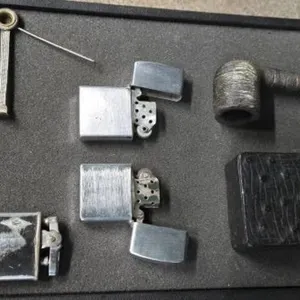 Smoking lot - Medico pipe, vintage metal lighters,
