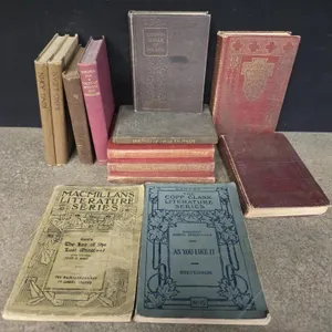 Antique literature books, Poe, Shakespeare,