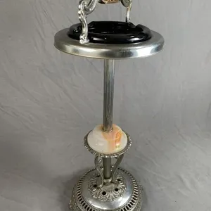 Antique Nickel Plated Standing Ashtray