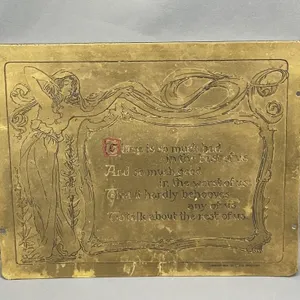 C1900 Art Nouveau Brass Plaque