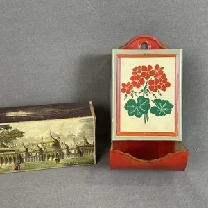 Antique Wall Mount Tin Match Holder