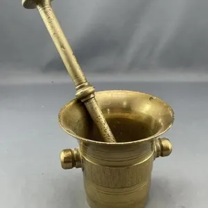 Antique Heavy Brass Mortar & Pestle