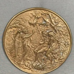 Antique Adam and Eve Bronze Plaque