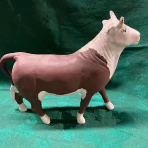Painted cast iron Hereford bull