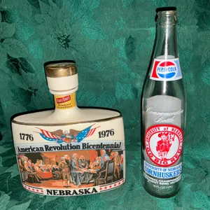 Nebraska Bicentennial Decanter and Pepsi Bottle