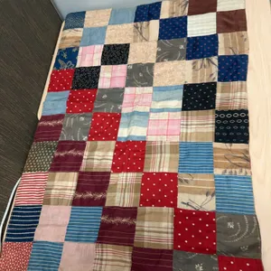 Handmade Patchwork Quilt, Multicolor Calico and Striped Cotton Fabrics, Approximately 22" x 29" Size