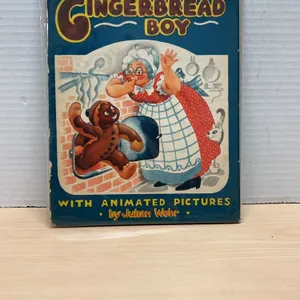 The Gingerbread Boy by Julian Wehr, Animated Pictures Edition, Hardcover, 1940s Children's Book, Sca