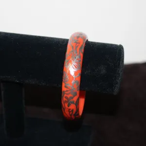 Art Deco Red & Silver Celluloid Bangle Bracelet