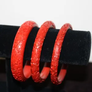 Red Carved Bangle Bracelets