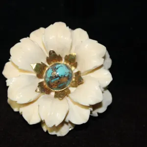 Nettie Rosenstein Carved Flower Brooch