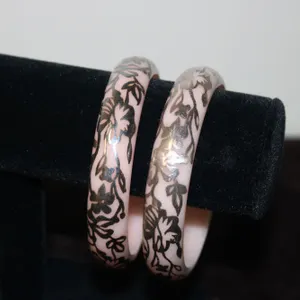 Sterling Silver & Pink Floral Bangles