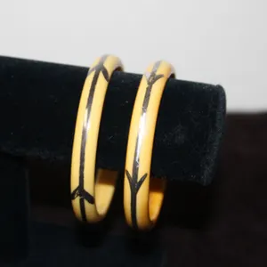 Silver & Yellow Bakelitw Bangle Bracelets