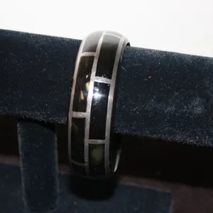 Silver & Black Bangle Bracelet