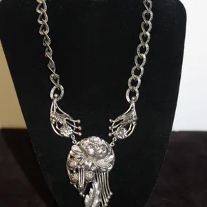 Art Nouveau Silver Floral Necklace
