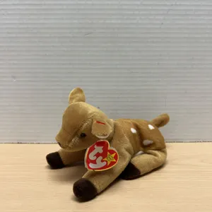Ty Beanie Babies “Whisper” Fawn Deer Plush, 1997, With Tag, Handmade in China, Style 4194, PVC Pelle