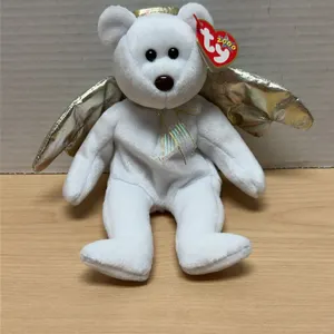 Ty Beanie Babies Halo II Angel Bear 2000 with Gold Wings and Original Tags, Mint Condition, MWMTs, P