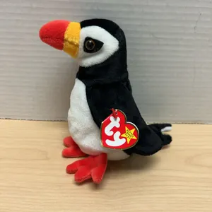 Ty Beanie Babies Collection Puffer Puffin Plush with Tags, Date of Birth November 3, 1997, Retired T