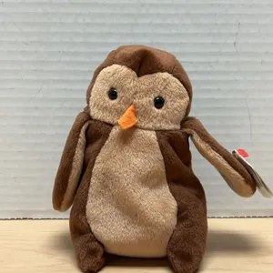 Ty Beanie Baby Hoot the Owl Style 4073 With Tags, Date of Birth 8-9-1995, Handmade in China, Retired