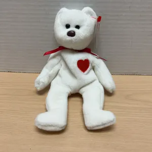 Ty Beanie Babies Valentino Bear 1993 White Plush With Red Heart And Tag Oakbrook U.S.A. 4058 Beanie