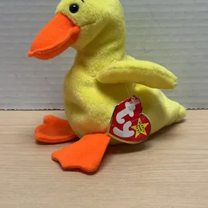 Ty Beanie Baby Quackers the Duck 1994 with Tag, Style 4024, P.V.C. Pellets, Handmade in China, Oakbr