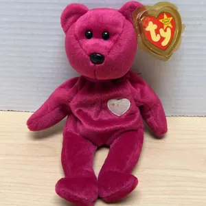 1999 Ty Beanie Baby Valentina Bear with Heart Patch, Tag Protector, and China Origin Tagging, Surfac
