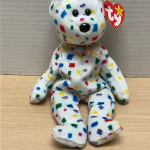 Ty Beanie Babies Collection Ty 2K Bear With Tags, 1999 China, Millennium Edition, Confetti Pattern,