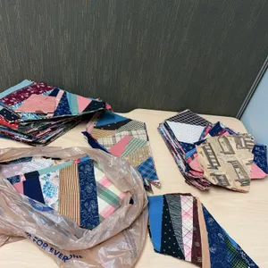 Hand-Sewn Patchwork Quilt Blocks on Vintage Newspaper Foundation, 6 x 12 Inches Each