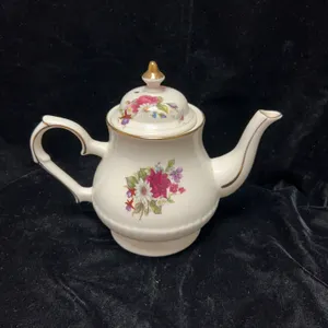 Price Kensington Made in England Floral Porcelain Teapot With Gold Trim, c. 1940s