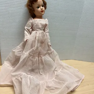 Mary Hoyer Original Doll in Pink Polka Dot Gown with Accessories and Marked Back Stamp, 14-Inch Size