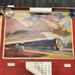 1945 Pennsylvania Railroad Calendar Featuring 'Forward' Artwork by Dean Cornwell, Columbus Ohio Dist