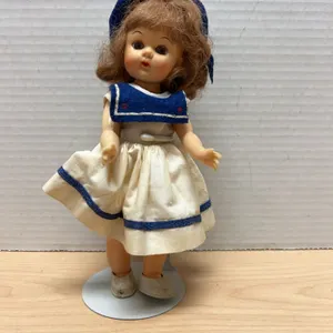 8-Inch Vintage-Look Hard Plastic Doll in Sailor Dress and Hat With Blonde Hair and Blue Accents Stan